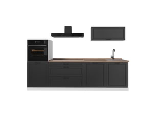 Vicco cuisine, anthracite campagneblanc, 280cm plan de travail chêne doré
