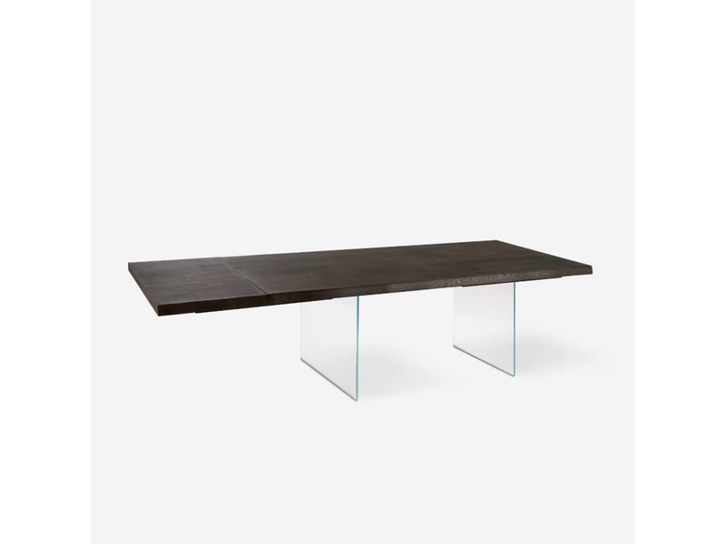  Table à manger extensible en chêne et verre 160240x90 forest - marron foncé  - Conforama D