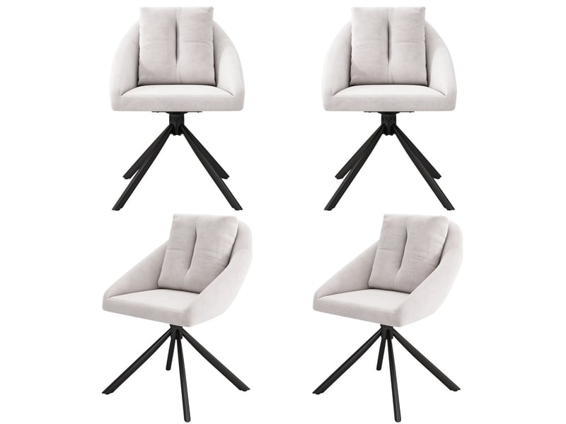  Chaise de salle à manger 4, assise rembourrée chaise rembourrée, structure tournante design, revêtement velours beige respirant, dossier ergonomique, élégant gris  - Conforama E