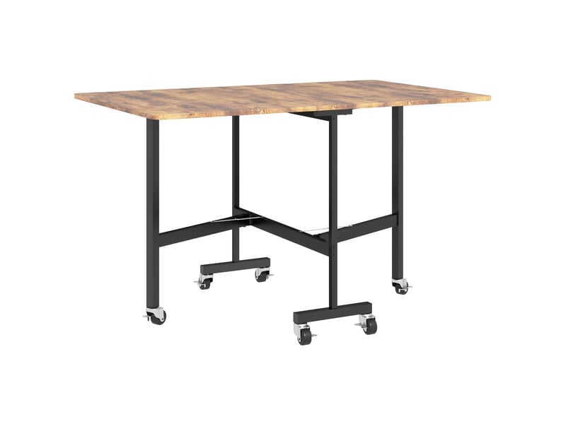  Table à manger pliante en bois brun, mobile, 6 roulettes pour petits espaces  - Conforama A