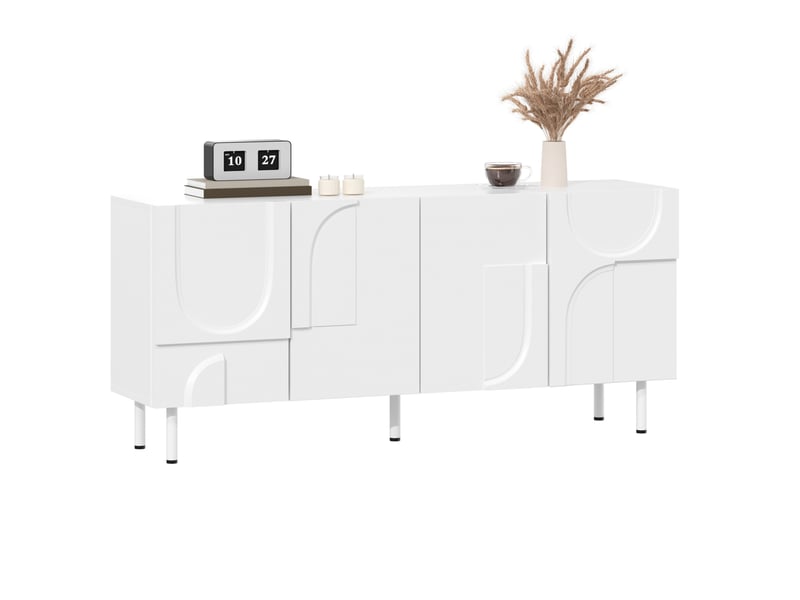  Buffet bas blanc au design géométrique, 160 x 38,5 x 70 cm  - Conforama A