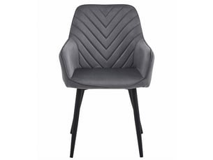 Chaise nana en velours gris foncé avec pieds noirs