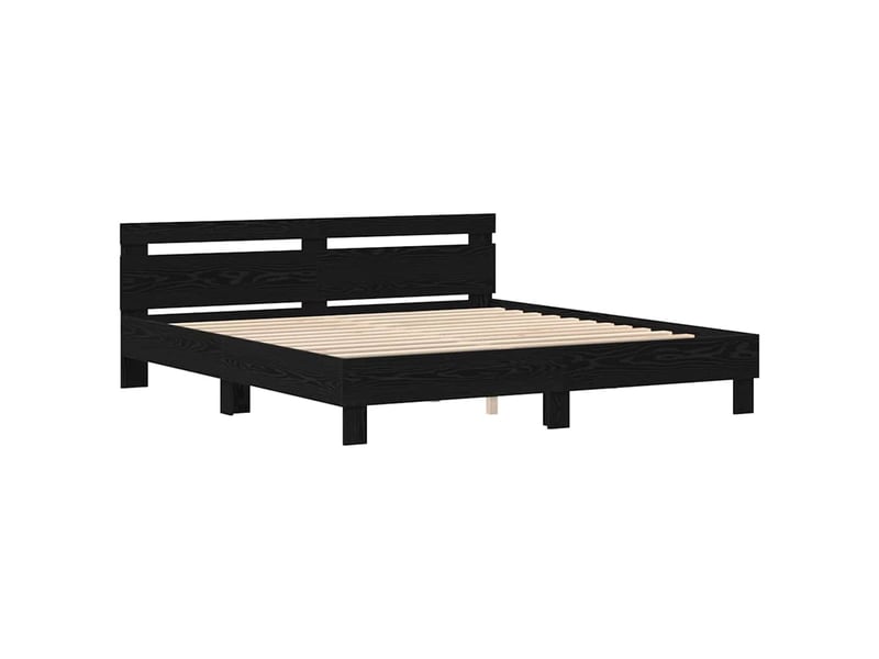 Lit double- lit adulte - cadre de lit chêne noir 200 x 200 cm bois d'ingénierie - Conforama C