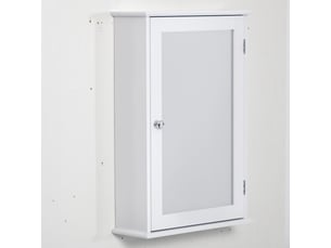 Armoire murale de salle de bain avec miroir - armoire à glace - 1 porte, 2 étagères - placard de rangement toilettes - verre mdf blanc