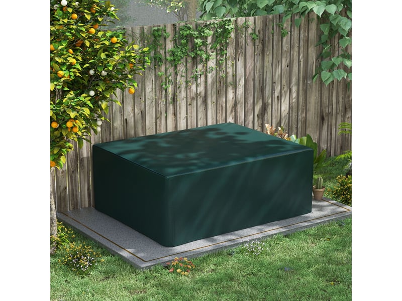  Housse de protection rectangulaire pour mobilier de jardin, imperméable, résistante aux uv et à la poussière, 235 x 190 x 90 cm, verte  - Conforama D