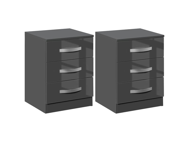  Ensemble de 2 tables de chevet modernes à 3 tiroirs pour chambre et salon, en aggloméré, 40 x 36 x 56 cm, gris  - Conforama A