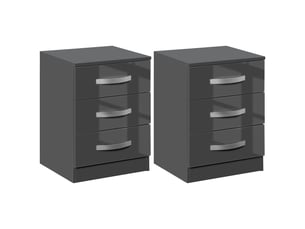 Ensemble de 2 tables de chevet modernes à 3 tiroirs pour chambre et salon, en aggloméré, 40 x 36 x 56 cm, gris