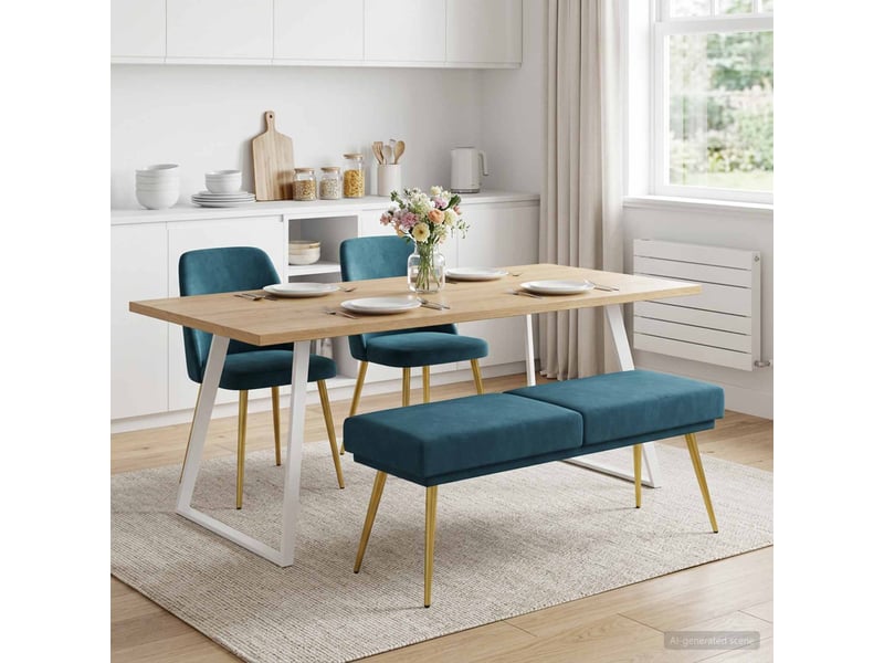  Banc d'entrée, banc à double couche bleu 120x45x46 cm velours  - Conforama B