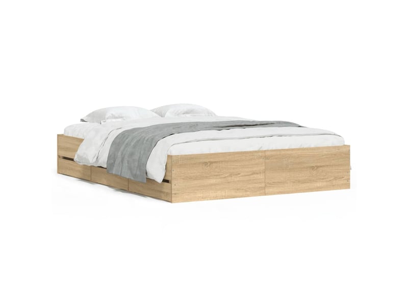  Lit double- lit adulte -  cadre de lit avec tiroirs sans matelas chêne sonoma 140x190 cm  - Conforama A