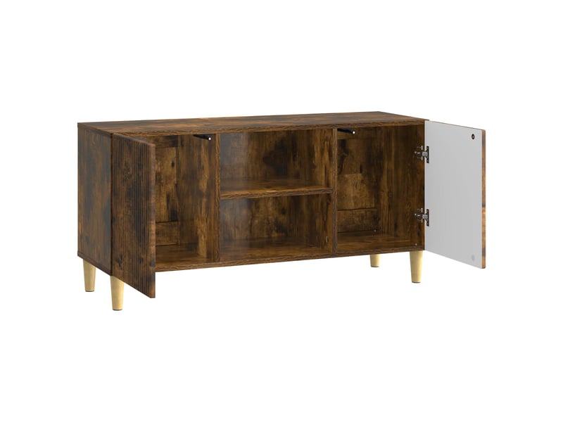  Meuble tv - banc tv - meuble de rangement 102 x 34,5 x 50 cm chêne fumé bois d'ingénierie  - Conforama E