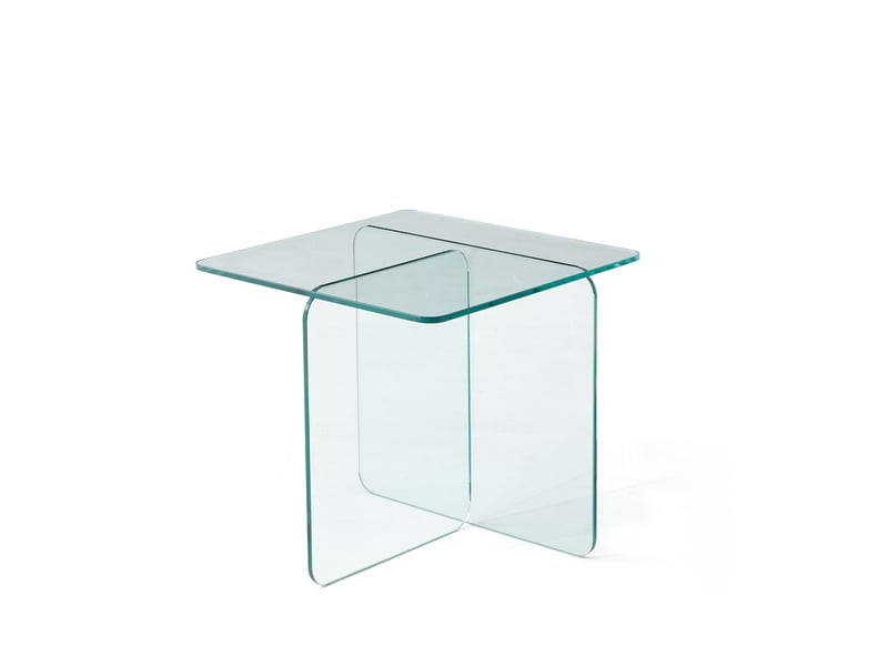  Table d’appoint en verre trempé transparent 45x45x41 cm  - Conforama A
