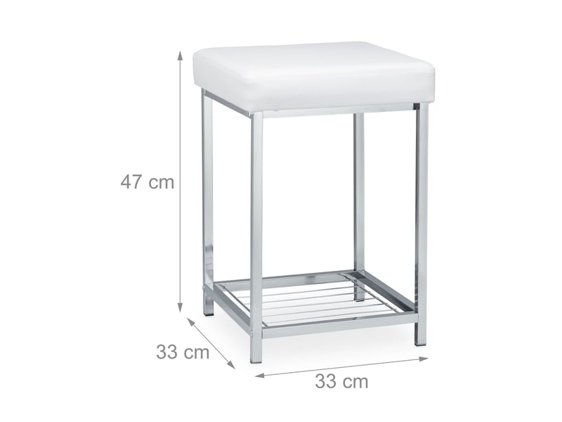  Tabouret d'appoint rembourré pratique 47 x 33 x 33 cm idéal comme repose-pieds design moderne en simili cuir blanc 13_0004411  - Conforama B