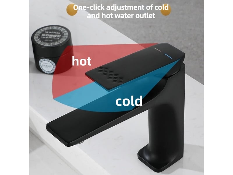  Robinet moderne lavabo salle de bain eau froidechaude lavabo évier robinet évier mono levier plan de travail anti-éclaboussures(noir)  - Conforama C