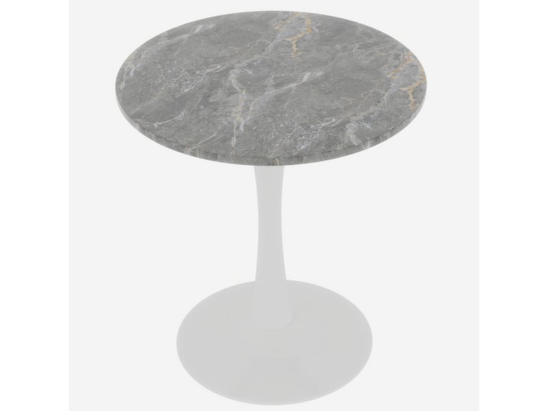  Table ronde,70x70x72 cm,style mid-century,marbre artificiel,gris et blanc antique  - Conforama A