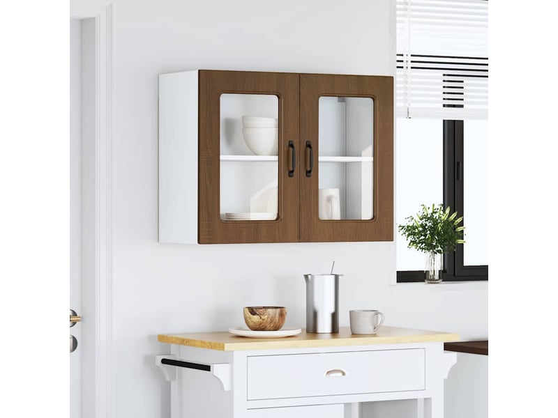  Armoire murale de cuisine et porte en verre kalmar chêne marron shl6831  - Conforama C