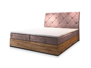 Lit avec rangement 140x200 cm <strong>MASSENO</strong>  <strong></strong> coloris rose