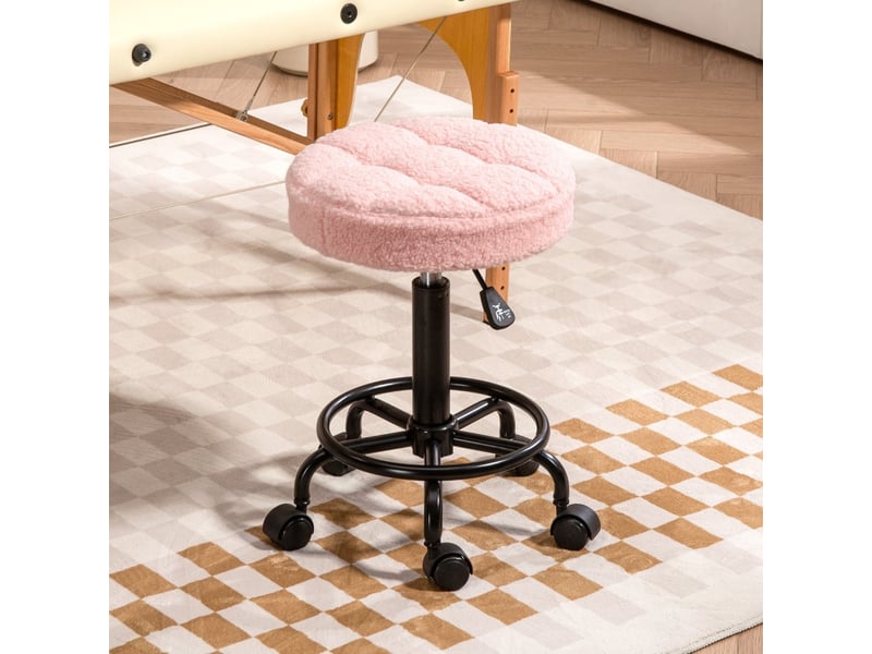  Tabouret de bureau,50x50x50-66 cm,réglable à roulettes,polyester,rose  - Conforama B