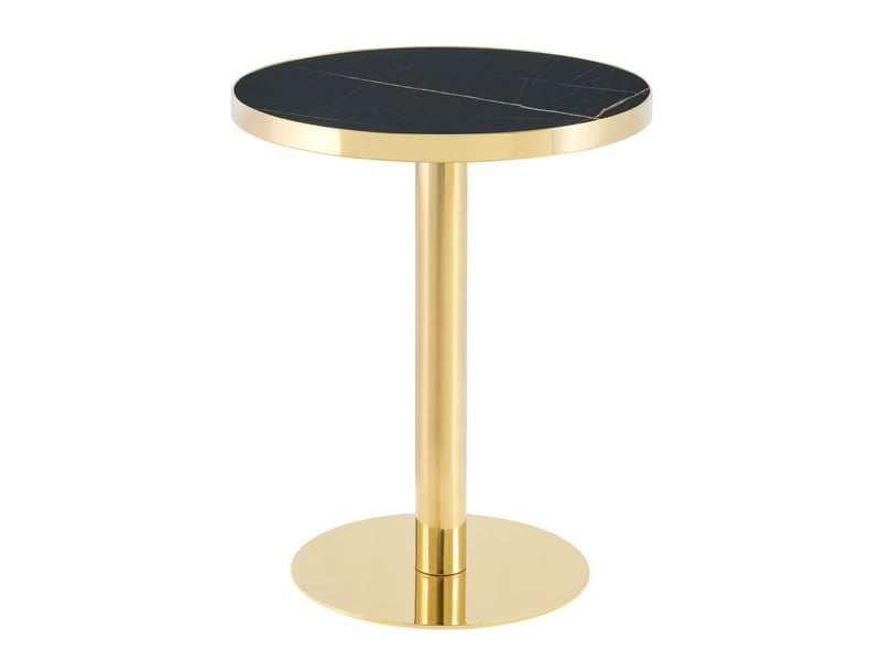  Table d'appoint table de salon effet marbre forme ronde cadre en acier inoxydable doré socle stable  - Conforama A
