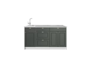 Vicco bloc cuisine, vert or campagneblanc, 150cm sans plan de travail