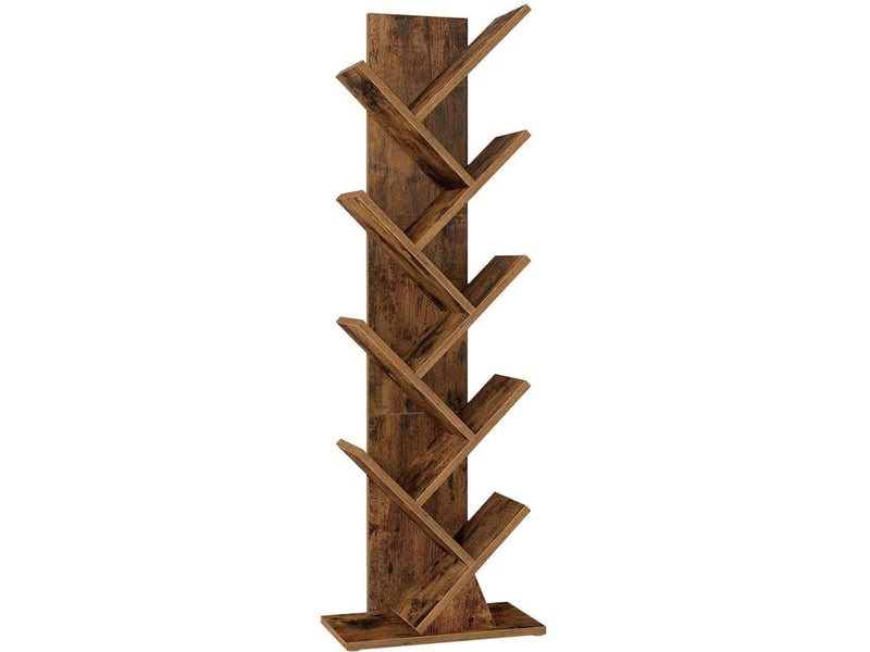  Bibliothèque moderne sur pied 20 x 38 x 115,2 cm avec 2 compartiments design rustique en aggloméré marron 12_0012714  - Conforama A