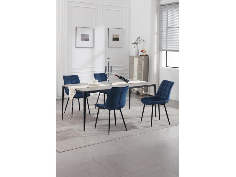  8 x chaises de salle à manger woltu, chaise de cuisine, siège en velours, pieds en métal, bleu  - Conforama B