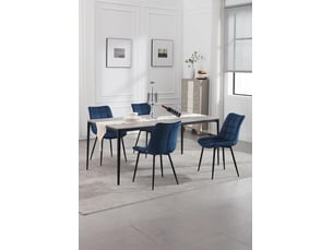 8 x chaises de salle à manger woltu, chaise de cuisine, siège en velours, pieds en métal, bleu
