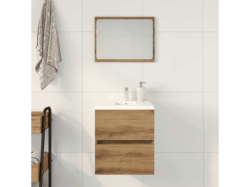  Meuble sous-vasque salle de bain en chêne massif 41x38.5x45cm bois d'ingénierie  - Conforama C