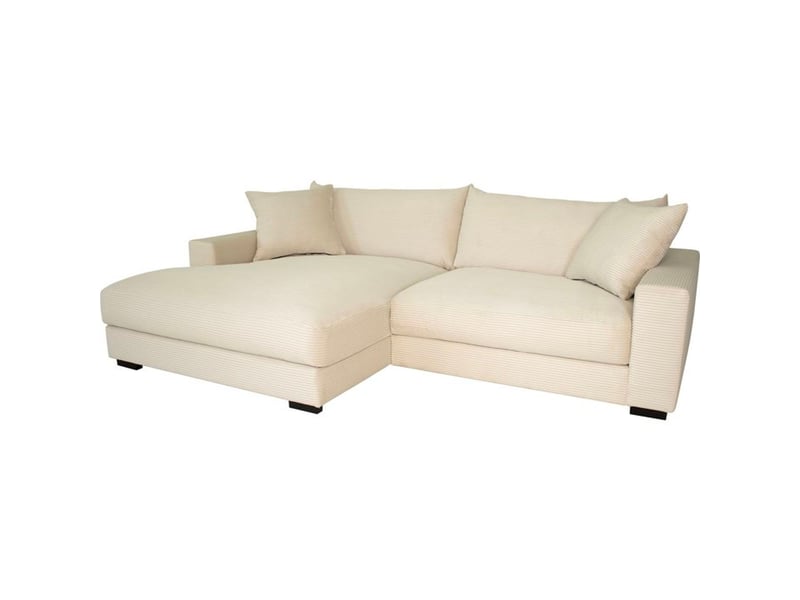  Canape d angle gauche fixe pedro beige en velours cotelé 3 places 261 x 180 x 82,5 cm accoudoirs larges assise ferme PEDRO-REC.3S in cord R, Zoom 1 - Conforama C