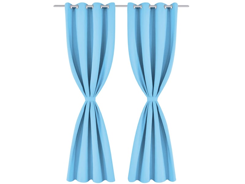  Lot de 2 rideaux avec œillets métalliques 135 x 175 cm turquoise cf43589  - Conforama A