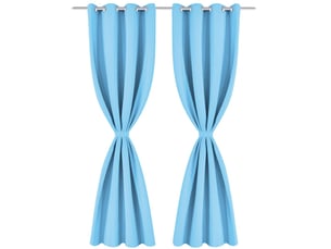 Lot de 2 rideaux avec œillets métalliques 135 x 175 cm turquoise cf43589