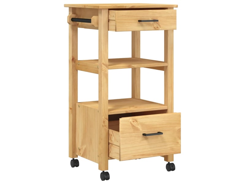  Desserte de cuisine, chariot de rangement monza 48x40x88,5 cm bois massif de pin shl58044  - Conforama D