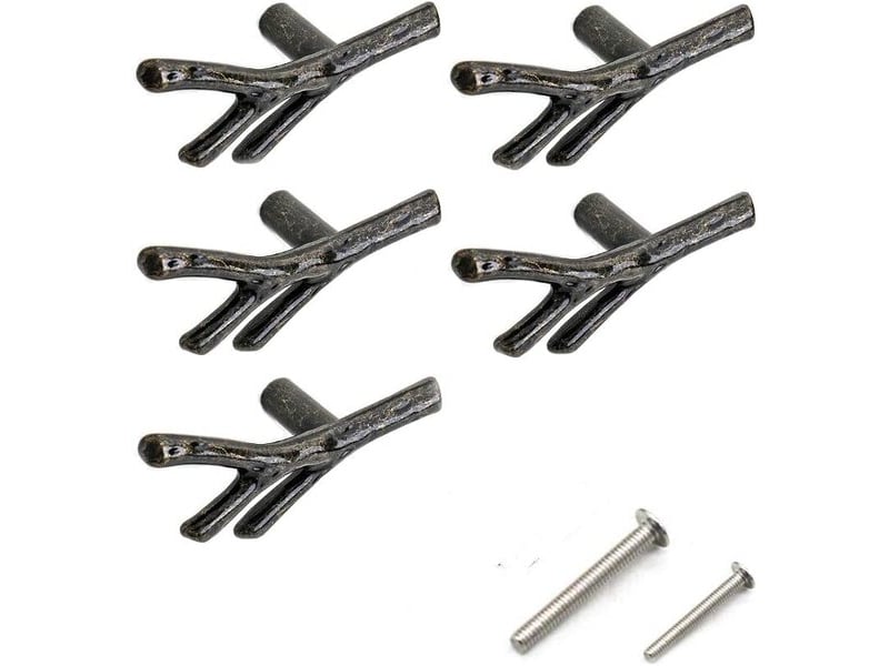  Chiloskit, 6 poignées en forme de clé en alliage de zinc bronze pour portes d'armoires et tiroirs (6 unités en bronze x 1 trou)  - Conforama A