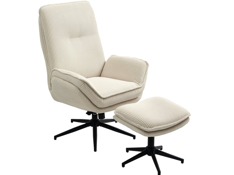 Fauteuil relax pivotant 360° avec repose-pieds, inclinable jusqu’à 130°, beige - Conforama A