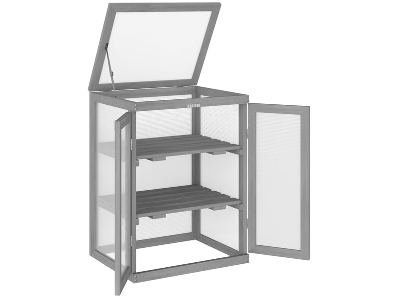 Serre de jardin compacte - 3 niveaux - 2 portes - polycarbonate résistant aux intempéries 58x44x78cm - Conforama A