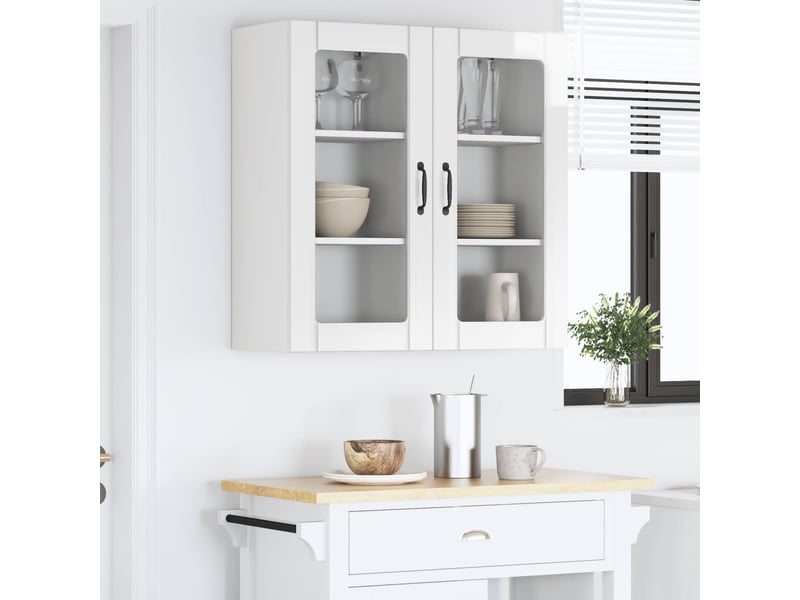  Meuble mural de cuisine, cabinet en verre mural 2 pcs blanc brillant shl7888  - Conforama D