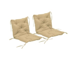 Lot de 2 coussins de chaise 98x50x8 cm avec liens de fixation en tissu khaki
