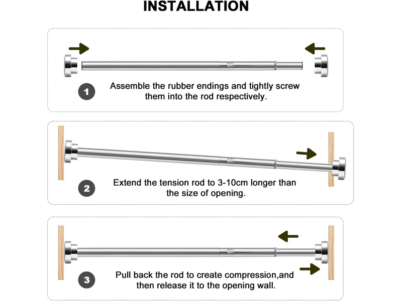  Tringle à rideau de douche télescopique en acier inoxydable, support de pression autobloquant (55-85 cm)  - Conforama D