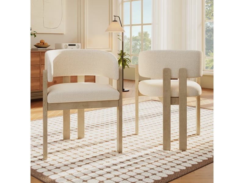  Chaise de salle à manger 60x51x80 cm - lot de 2 - bouclette - confort quotidien - design moderne - pour salle à manger - bois naturel CozyNest - Conforama C