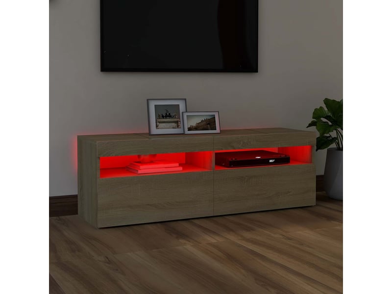  Meuble tv - banc tv - meuble de rangement avec lumières led chêne sonoma 120x35x40 cm  - Conforama E