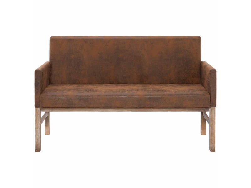 Banc d'entrée, banc d'intérieur avec accoudoir 140 cm marron similicuir daim  - Conforama C
