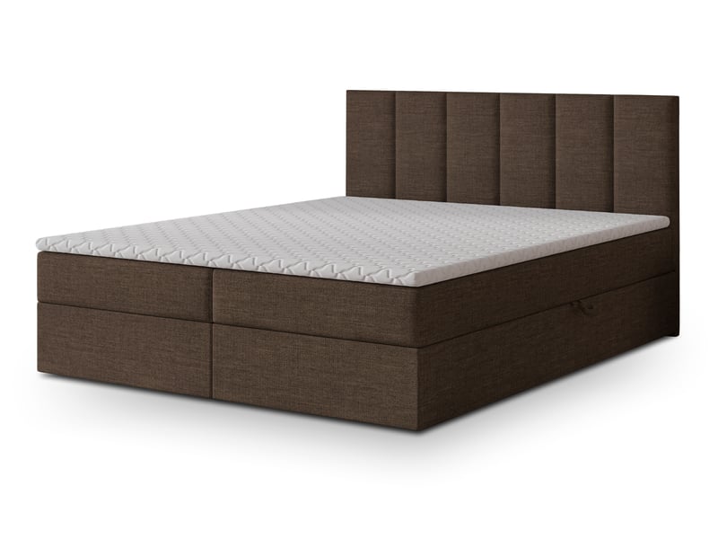  Boxspring meril 200x200 cm, lit complet avec matelas, bois foncé  - Conforama A
