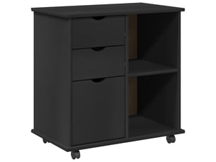 Caisson roulant de bureau 63,5 x 39 x 65,5 cm bois de pin massif noir shl5329