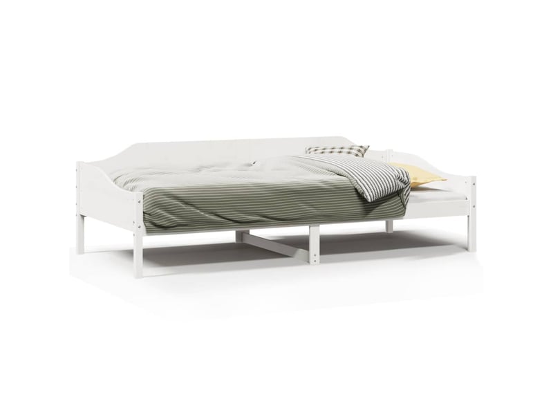  Lit simple- lit adulte -  cadre de lit sans matelas blanc 80x200 cm bois massif de pin  - Conforama A