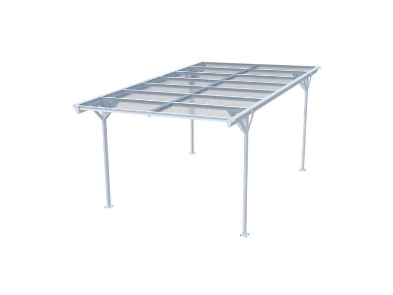  Carport aluminium. Polycarbonate et acier inoxydable 15m² blanc - 1 voiture max. - le born  - Conforama C