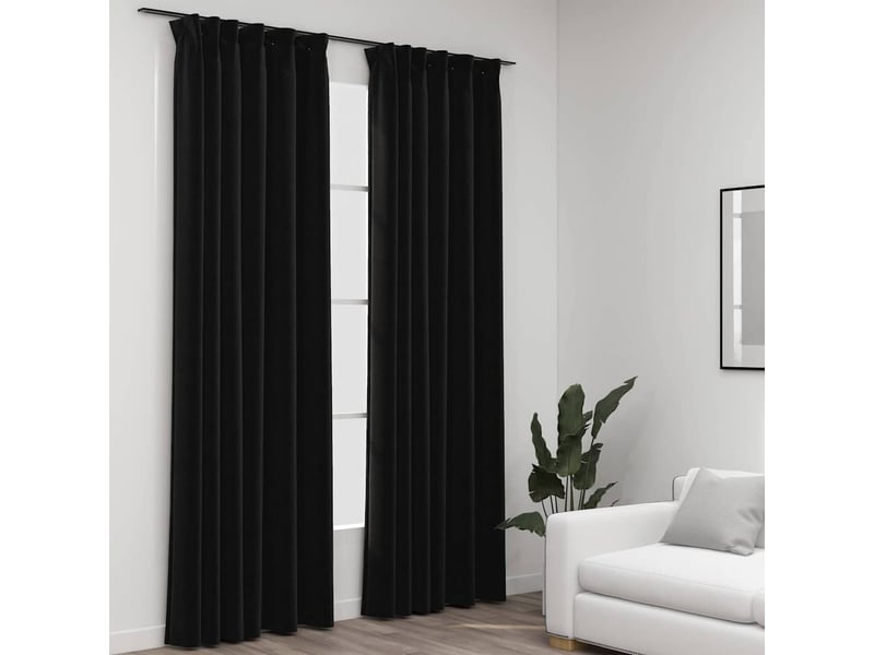  Lot de 2 rideaux occultants, rideaux black-out aspect lin crochet anthracite 140x245cm cf44538  - Conforama B