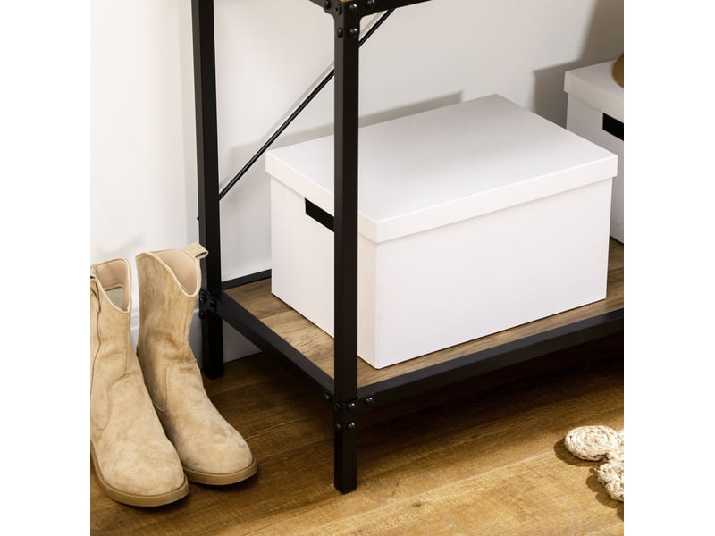 Console 100x35x76,5 cm en bois et métal avec 2 tiroirs marron et noir chicfurn - Conforama E