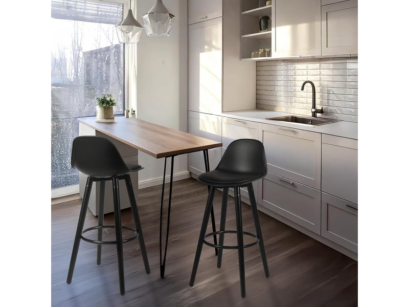 Lot de 4 tabourets de bar en métal et plastique noir 39,5 x 44 x 91 cm 62971 - Conforama B