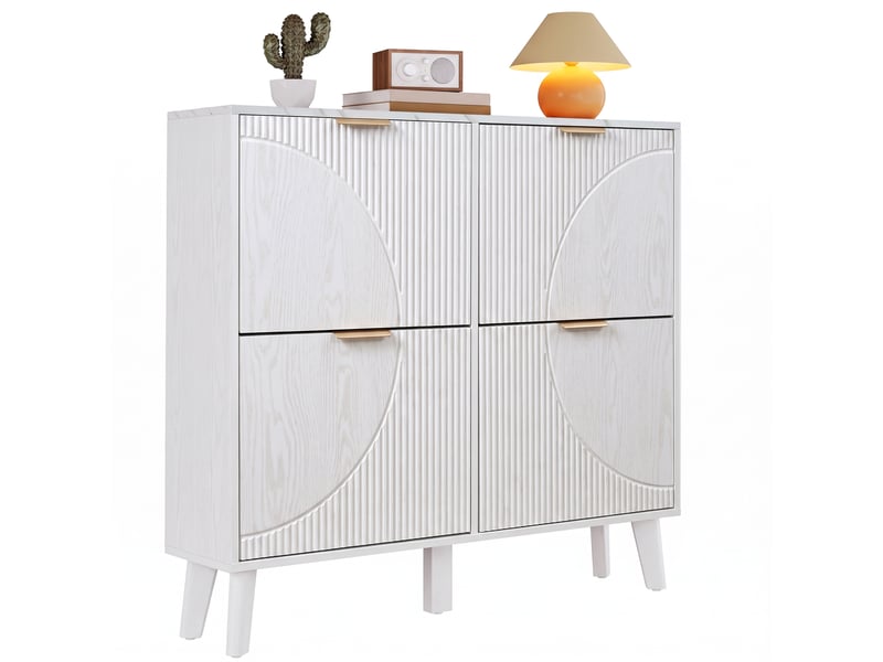  Meuble à chaussures 105 x 24 x 95,5 cm mdf blanc, 4 rabats,grand rangement d'entrée GL Store - Conforama A