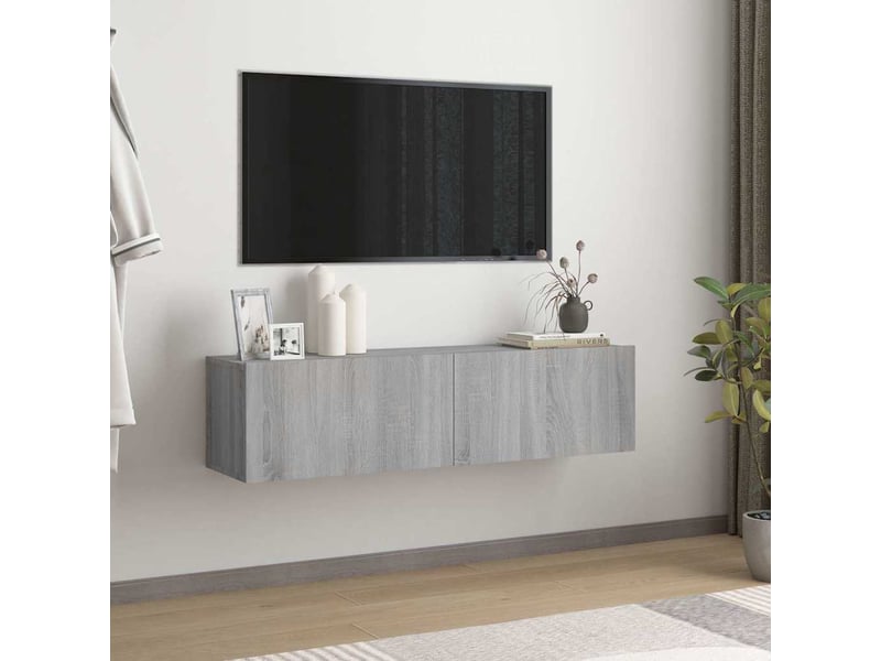  Meuble murale tv - banc tv - meuble de rangement sonoma gris 120x30x30 cm bois d'ingénierie  - Conforama B