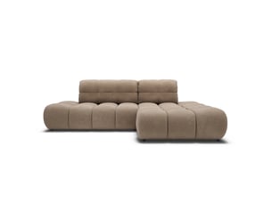 Canapé d'angle droit convertible BAITA 4 places Tissu taupe avec coffre de rangement